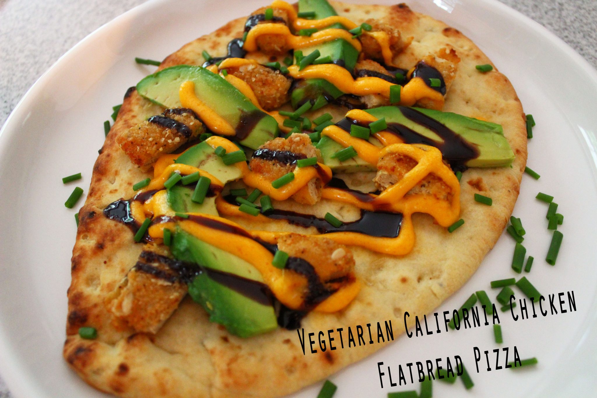 vegetarian california chicken flatbread pizza