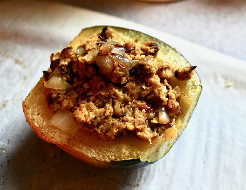 Acorn Squash With Apple Sausage Pumpkin Stuffing