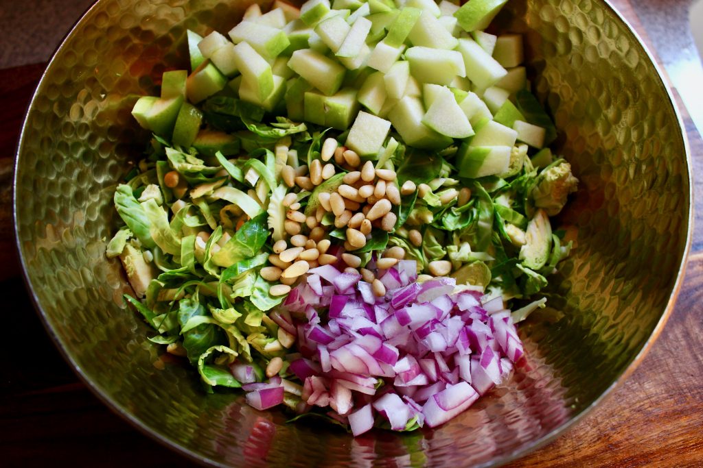 Harvest Brussel Sprout Salad With Maple Dijon Vinaigrette