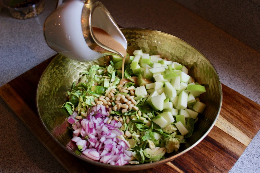 Harvest Brussel Sprout Salad With Maple Dijon Vinaigrette