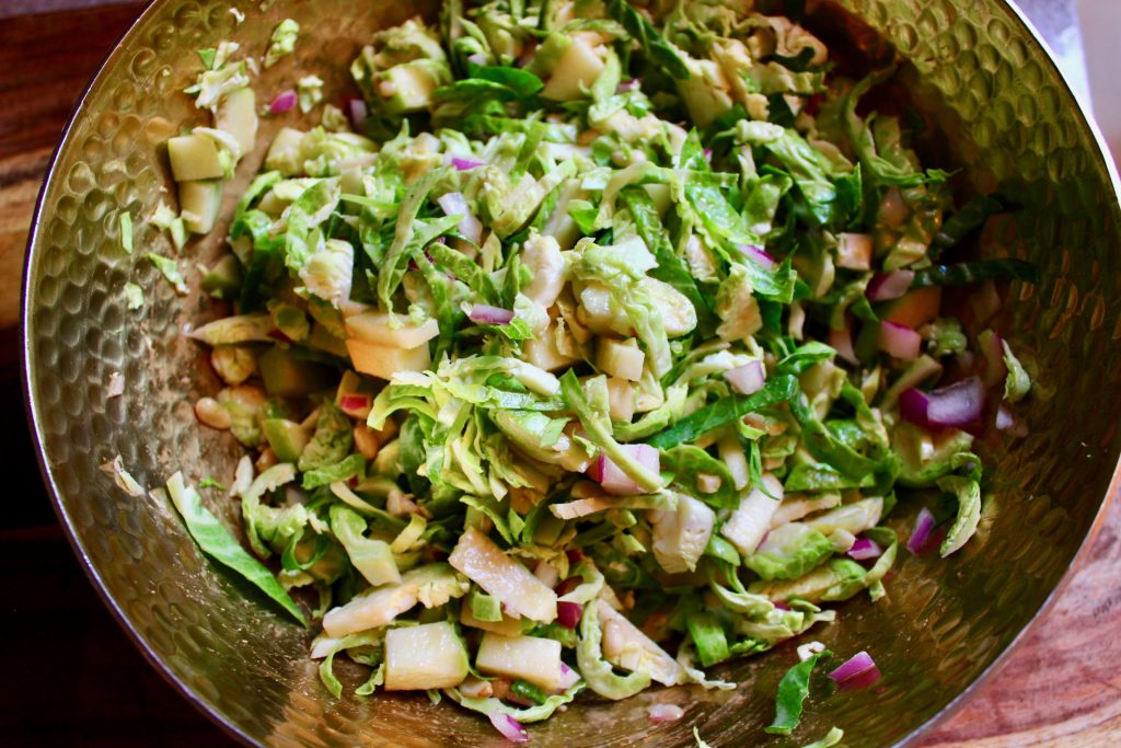 Harvest Brussel Sprout Salad With Maple Dijon Vinaigrette