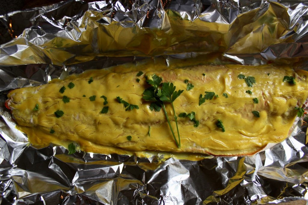 Foil Baked Salmon With Sweet Mustard Glaze