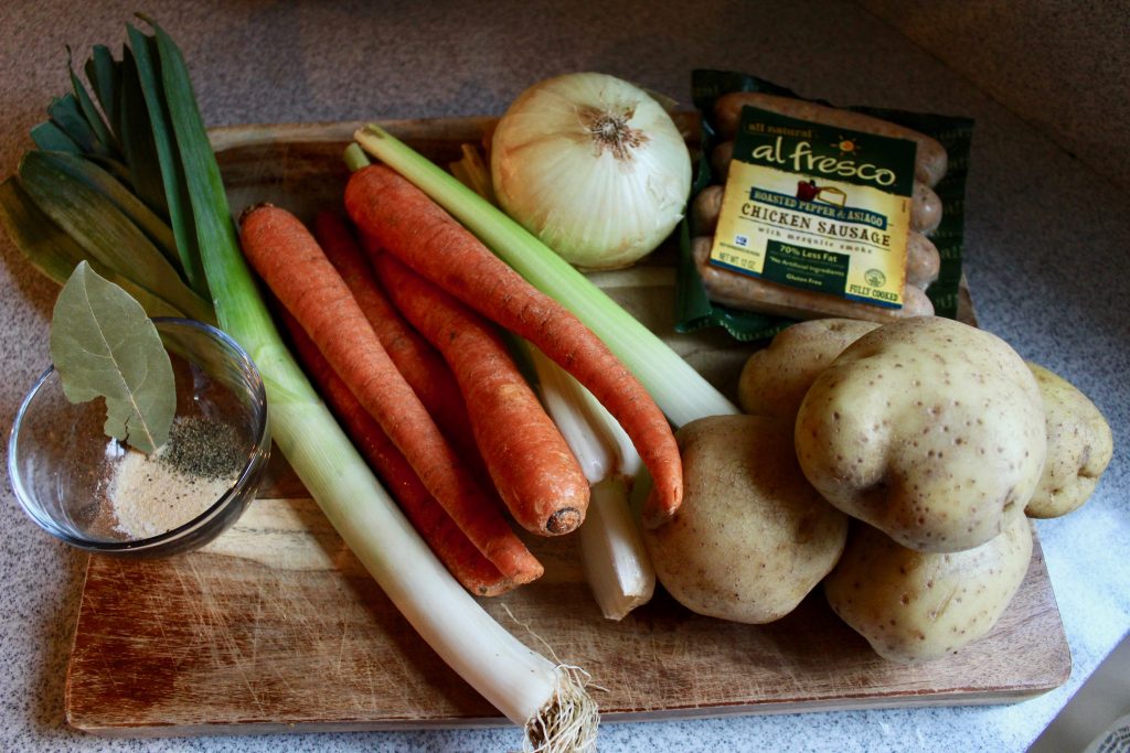 Slow Cooked Chicken Sausage + Vegetables