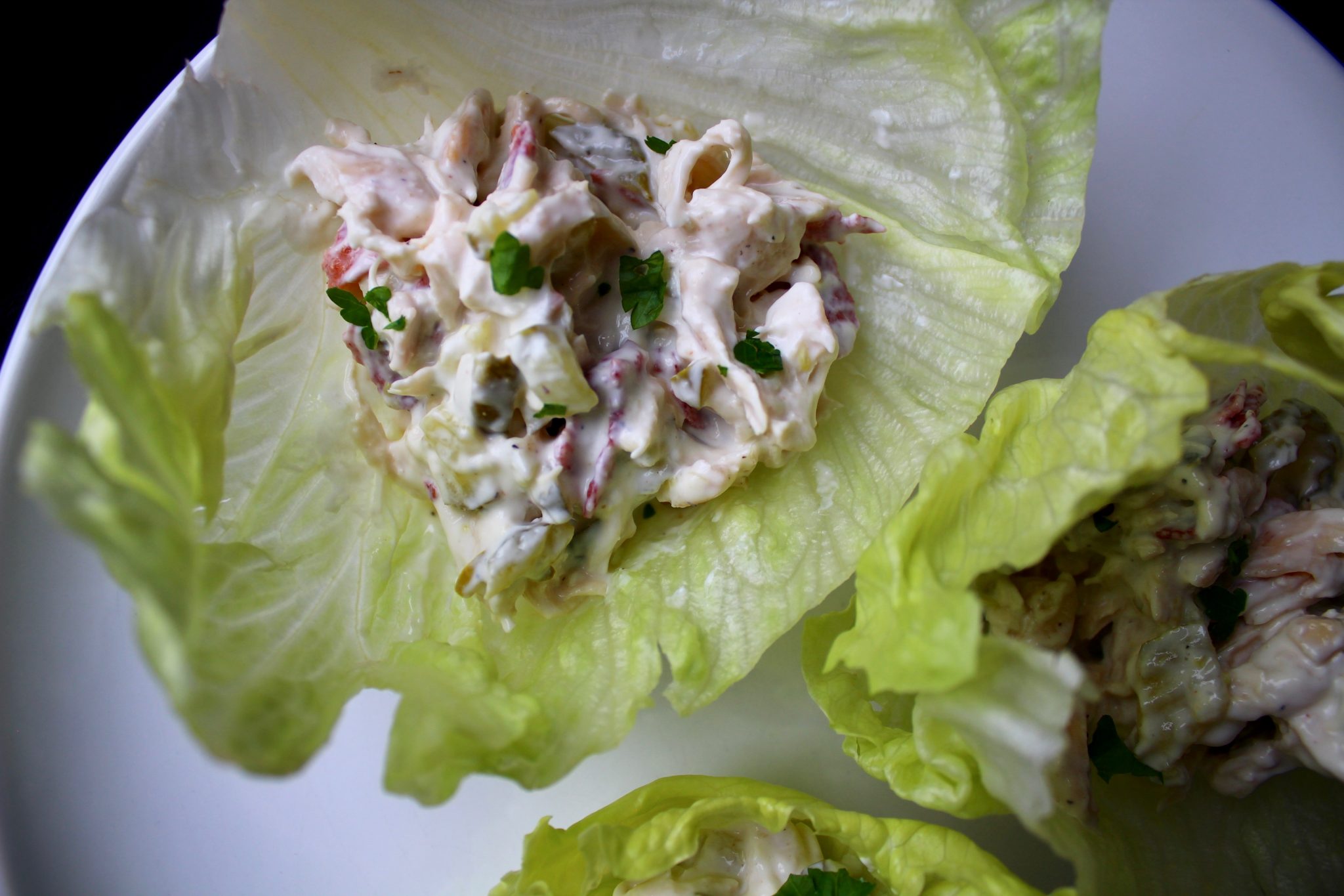 Shredded Chicken Salad Lettuce Bowls