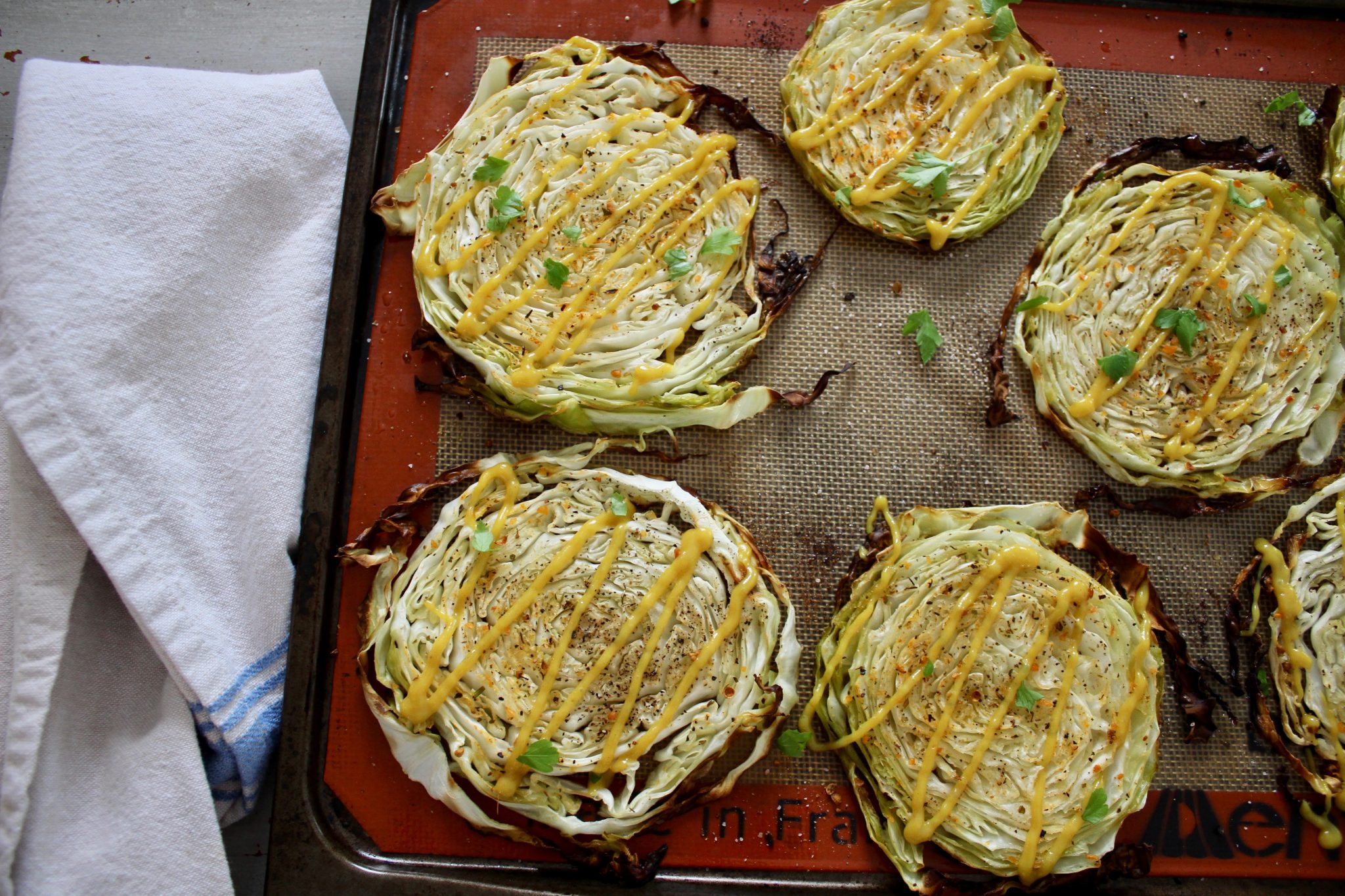 Roasted Cabbage Steaks With Honey Dijon Mustard Drizzle