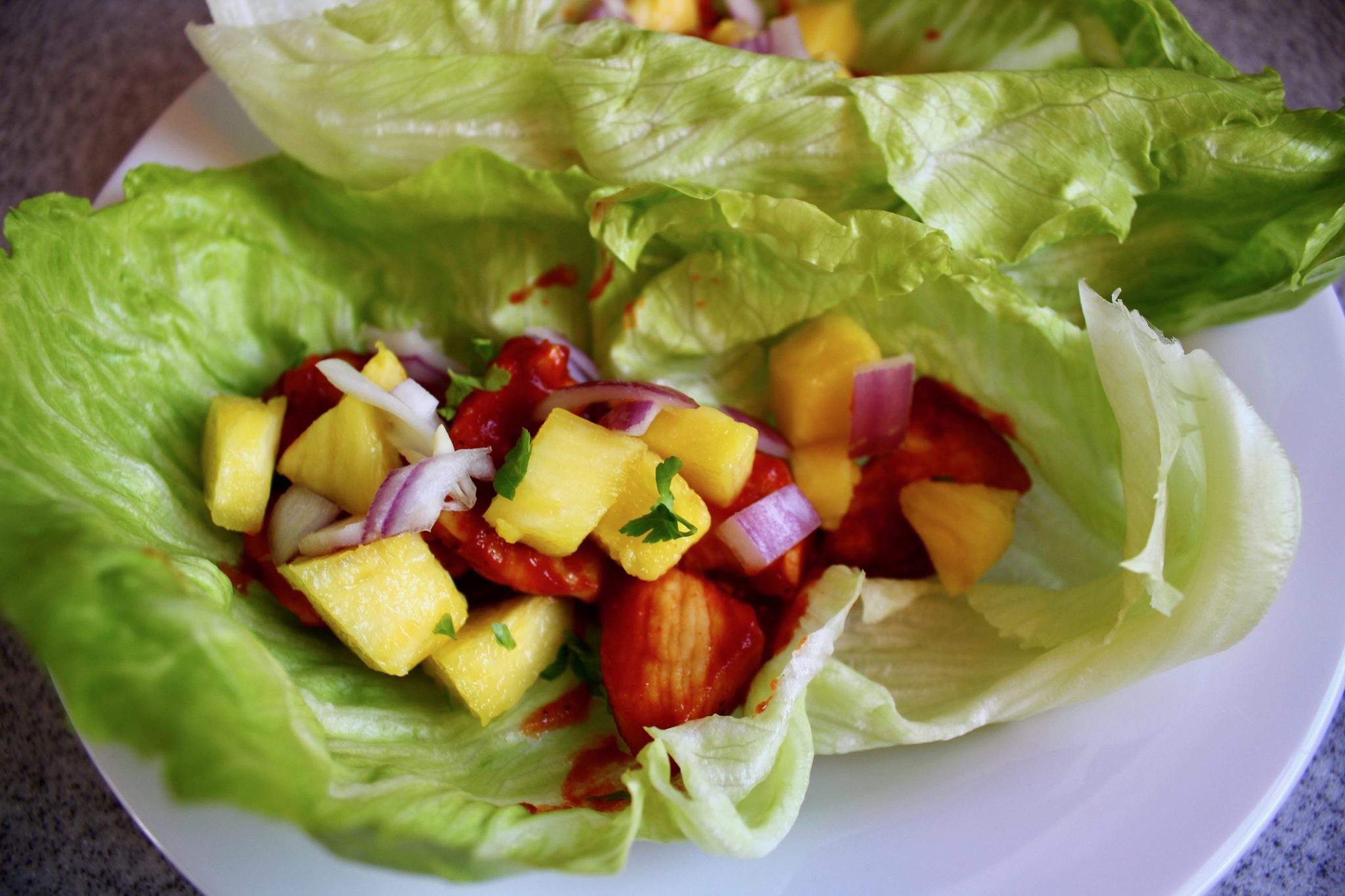 Hawaiian BBQ Chicken Lettuce Wraps