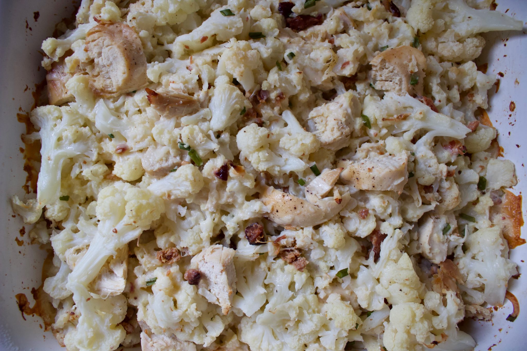 Loaded Cauliflower And Chicken Casserole