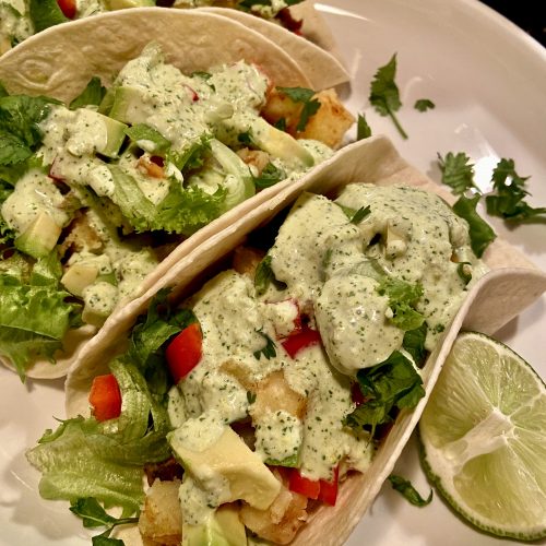 Crispy Potato Tacos With Jalapeño Cilantro Sauce