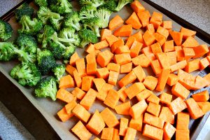 Roasted Broccoli And Sweet Potatoes With Couscous