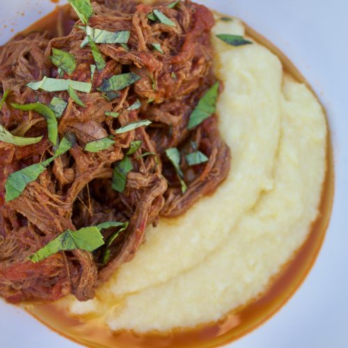 Slow Cooked Braised Beef Ragu With Polenta